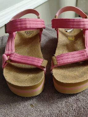 Reef Pink Cork Platform Sandals